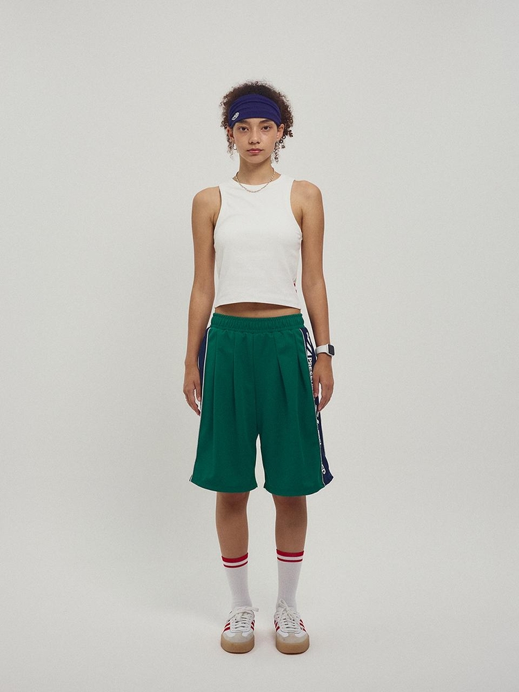 Side Slogan Mesh Basketball Shorts_Green