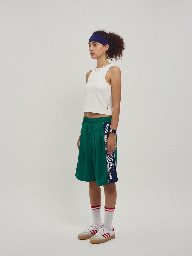 Side Slogan Mesh Basketball Shorts_Green