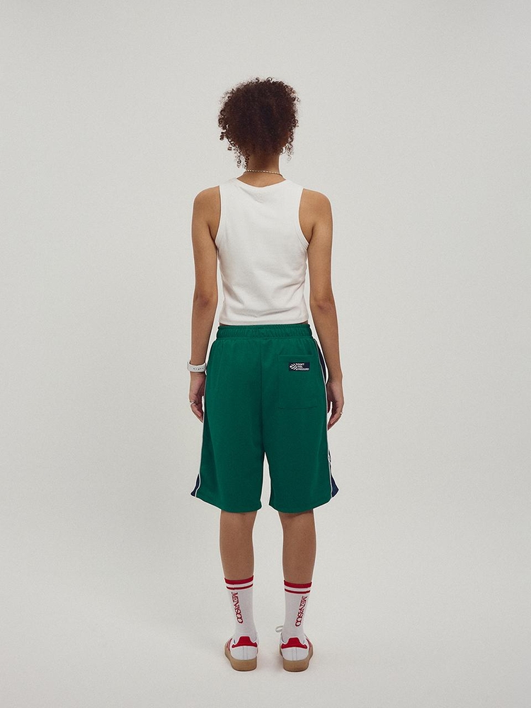 Side Slogan Mesh Basketball Shorts_Green