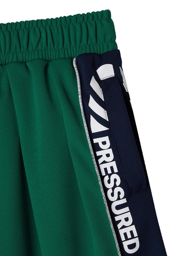 Side Slogan Mesh Basketball Shorts_Green