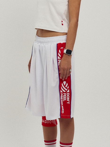 Side Slogan Mesh Basketball Shorts_White