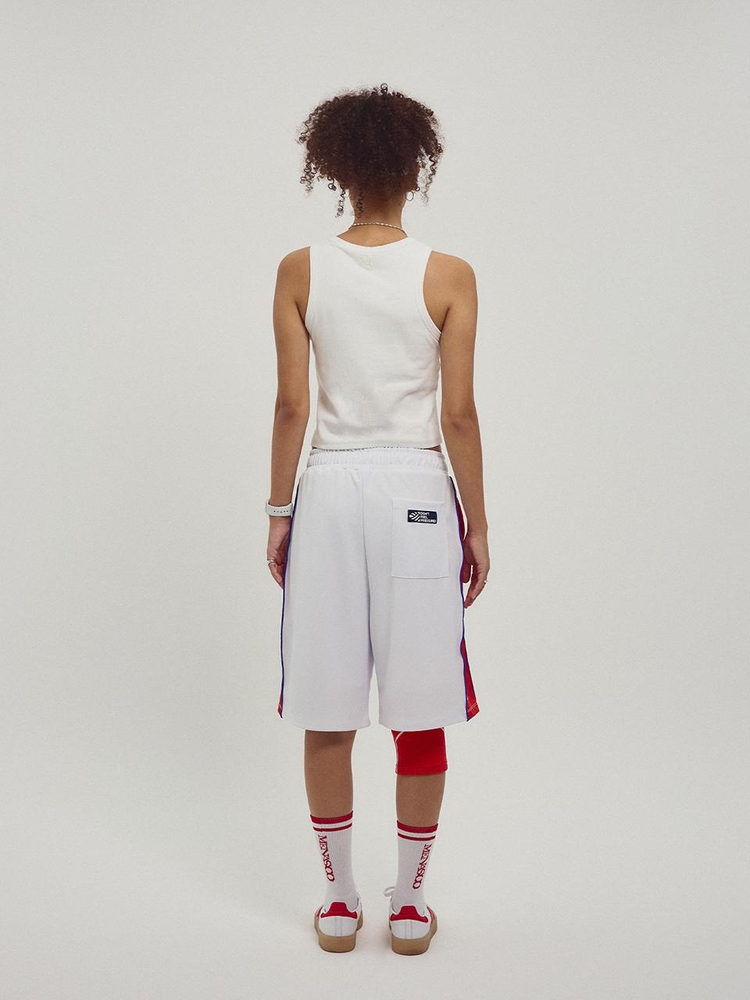 Side Slogan Mesh Basketball Shorts_White