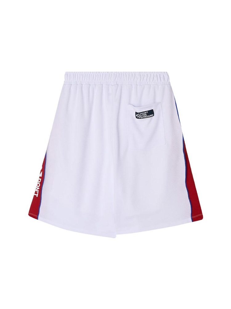 Side Slogan Mesh Basketball Shorts_White