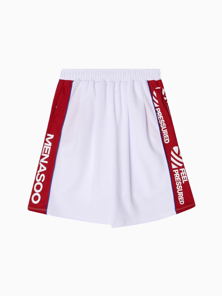 Side Slogan Mesh Basketball Shorts_White