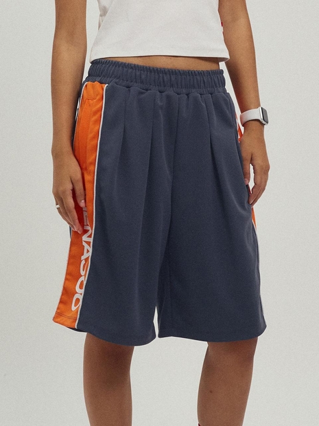 Side Slogan Mesh Basketball Shorts_Charcoal