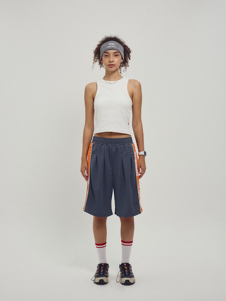 Side Slogan Mesh Basketball Shorts_Charcoal