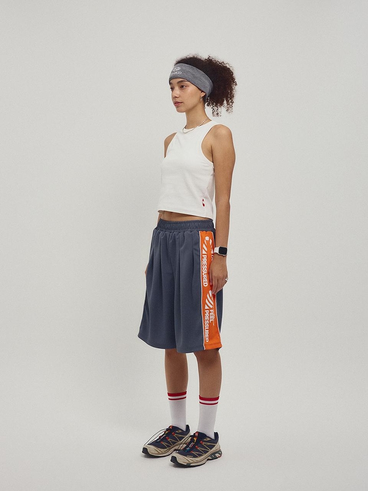 Side Slogan Mesh Basketball Shorts_Charcoal