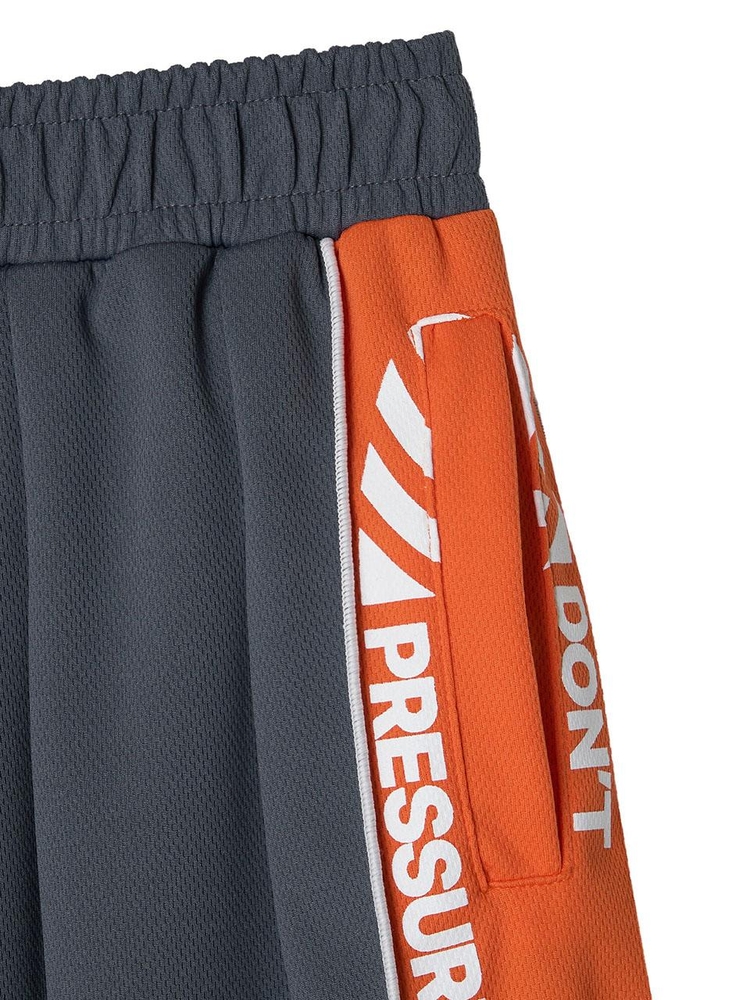 Side Slogan Mesh Basketball Shorts_Charcoal