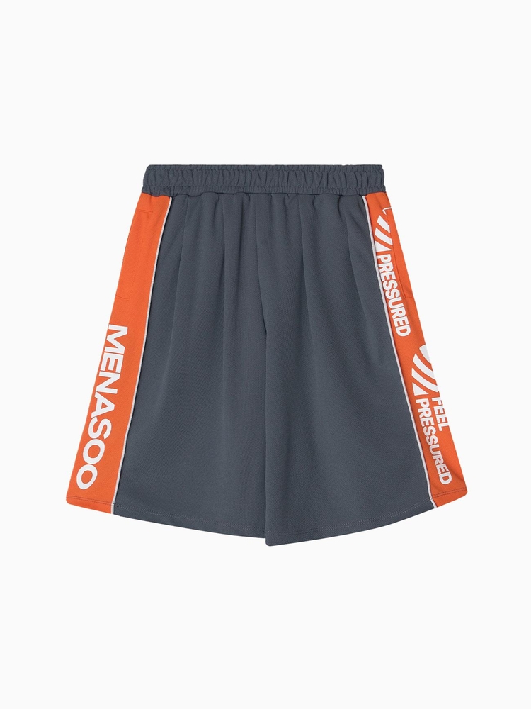 Side Slogan Mesh Basketball Shorts_Charcoal