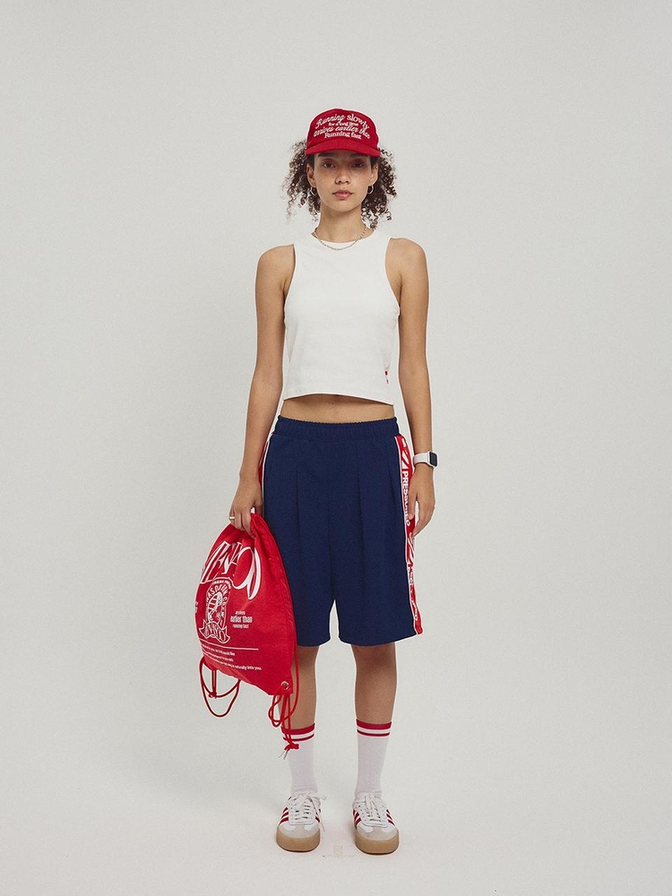 Side Slogan Mesh Basketball Shorts_Navy