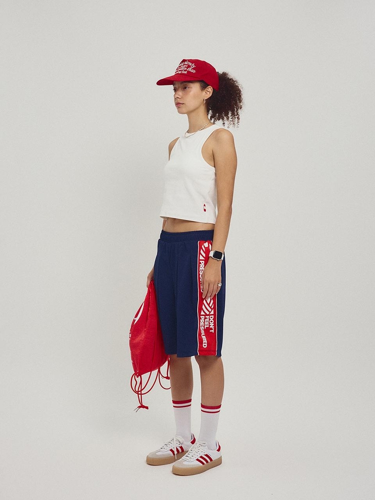 Side Slogan Mesh Basketball Shorts_Navy