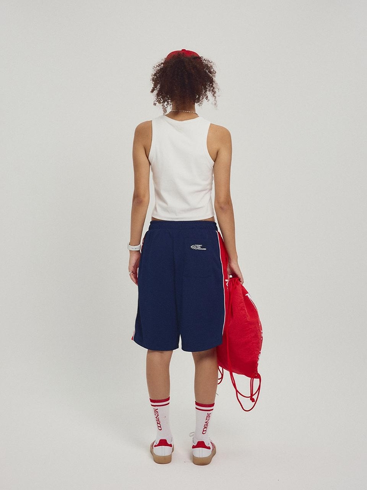 Side Slogan Mesh Basketball Shorts_Navy