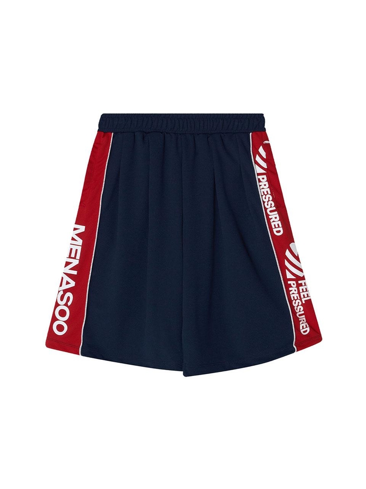 Side Slogan Mesh Basketball Shorts_Navy