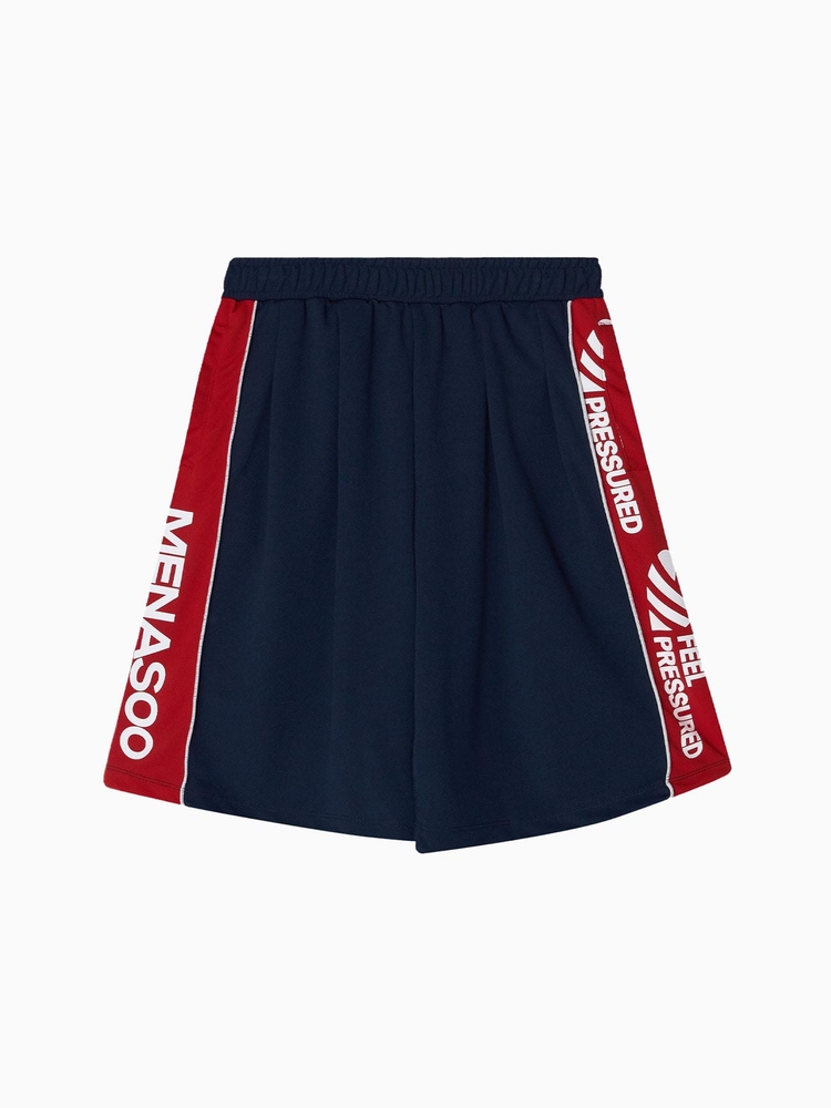 Side Slogan Mesh Basketball Shorts_Navy