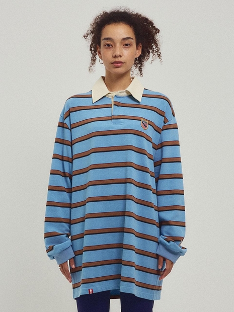 Menasoo Stripe Rugby T Shirt_Skyblue