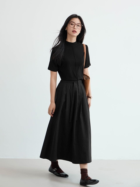 LS_Commuter pleated A-line long skirt