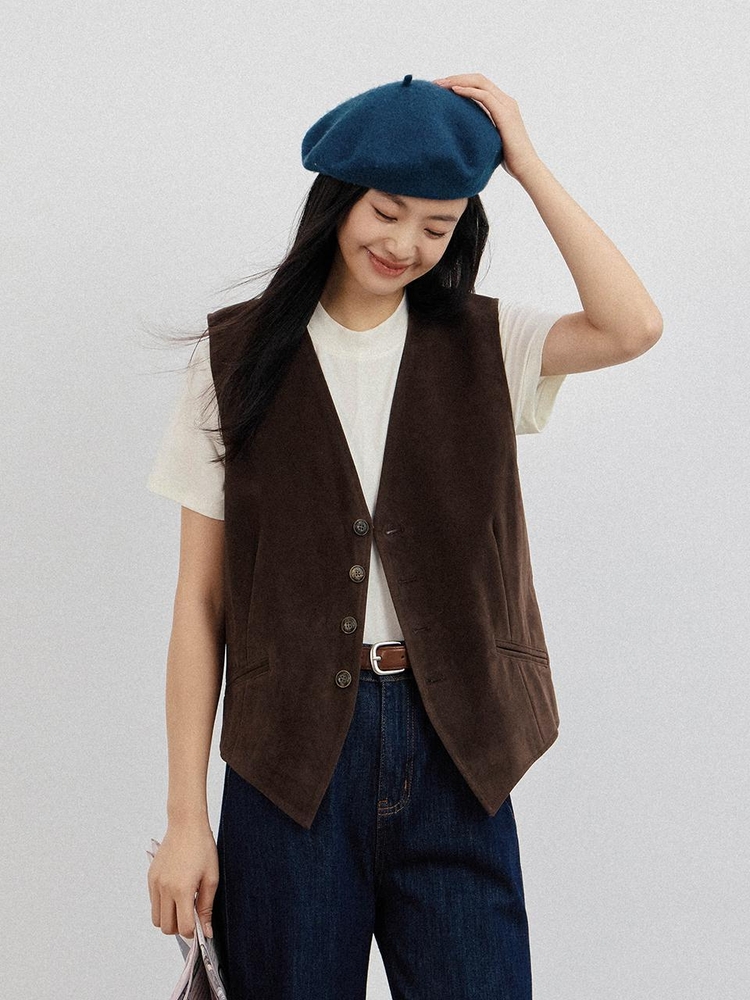 LS_Vintage loose velvet vest