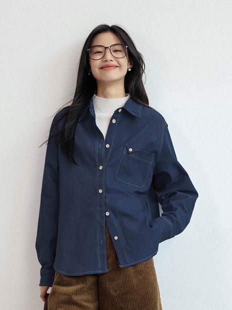 LS_Washed denim shirt_DARK BLUE