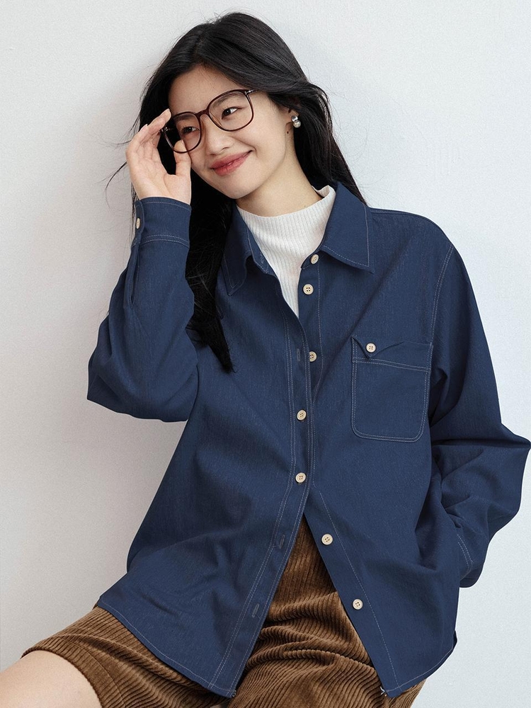 LS_Washed denim shirt_DARK BLUE