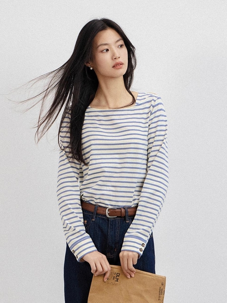 LS_Blue-white striped long sleeve top