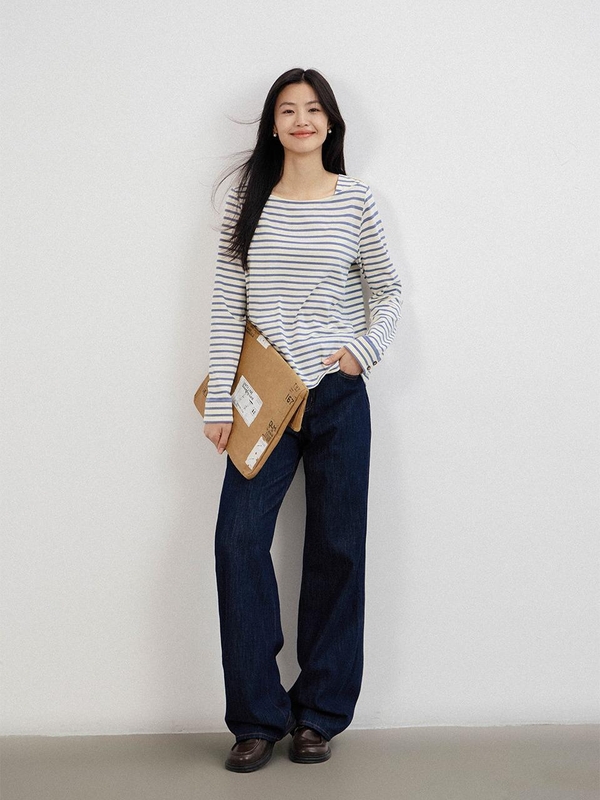 LS_Blue-white striped long sleeve top