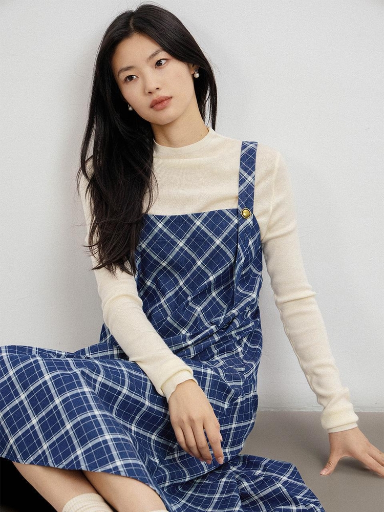 LS_Blue plaid slip dress