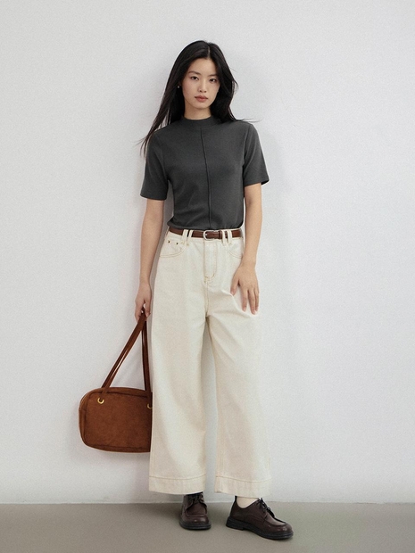 LS_High-waist semi wide pants_IVORY