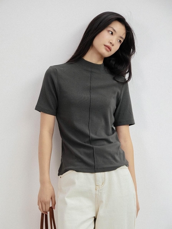 LS_Semi-turtleneck knit top_2color