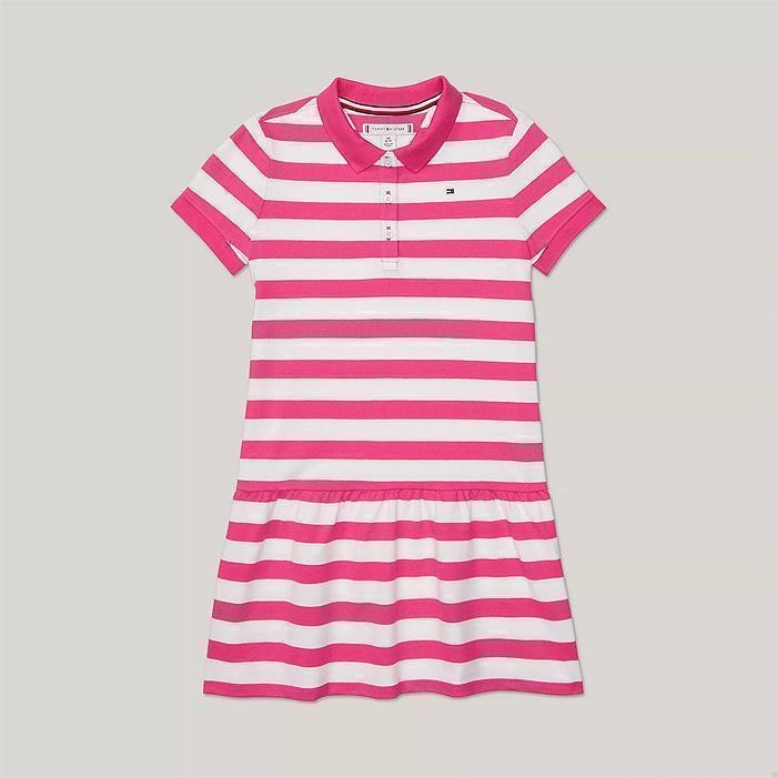 타미힐피거 걸즈 Stripe Polo 반팔드레스 Pink White