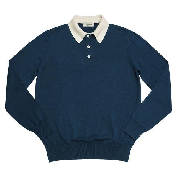 Combination Polo Knit (Blue)