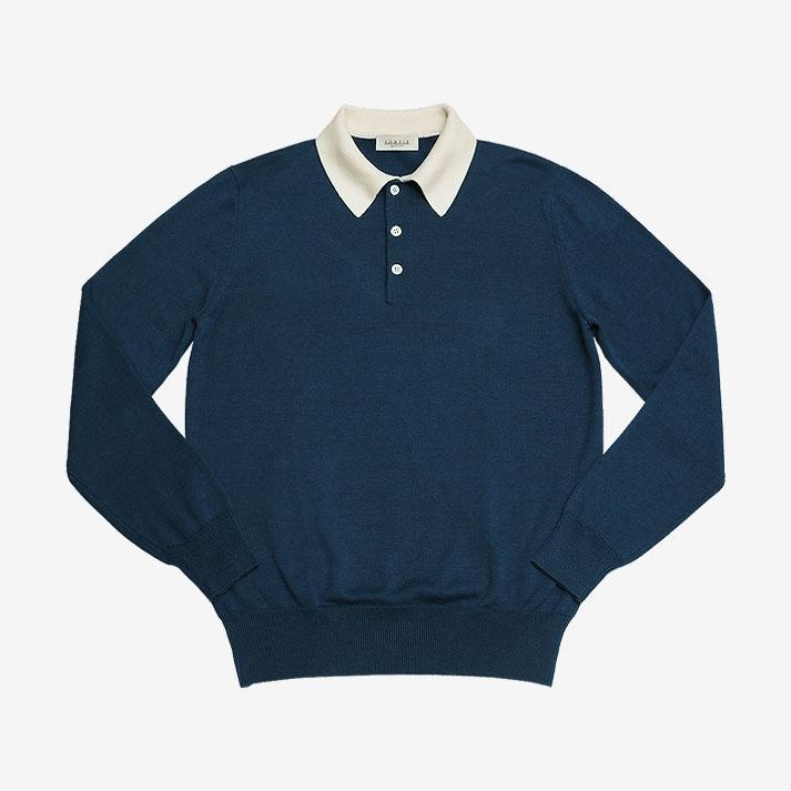 Combination Polo Knit (Blue)