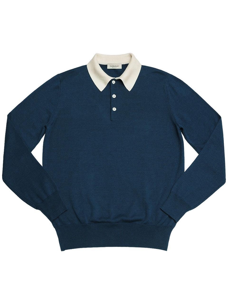 Combination Polo Knit (Blue)