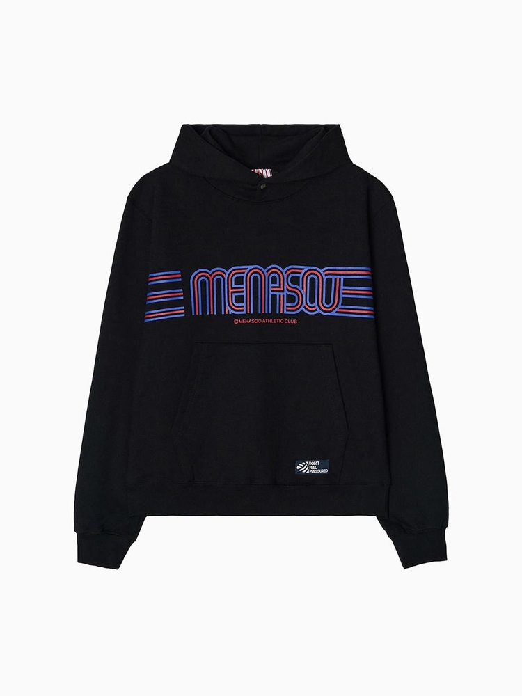 Menasoo Stripe Logo Hoodie_Black