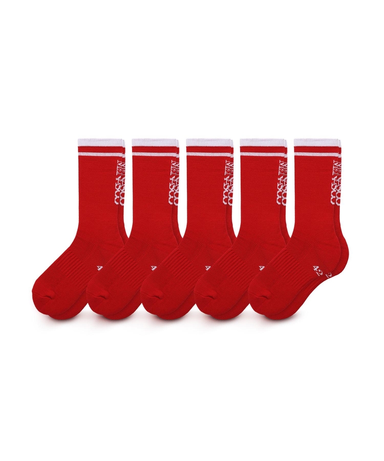 [5 PACK] RUNNING CREW FLOGGER FIT SOCKS_LONG_RED