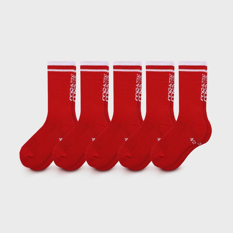 [5 PACK] RUNNING CREW FLOGGER FIT SOCKS_LONG_RED