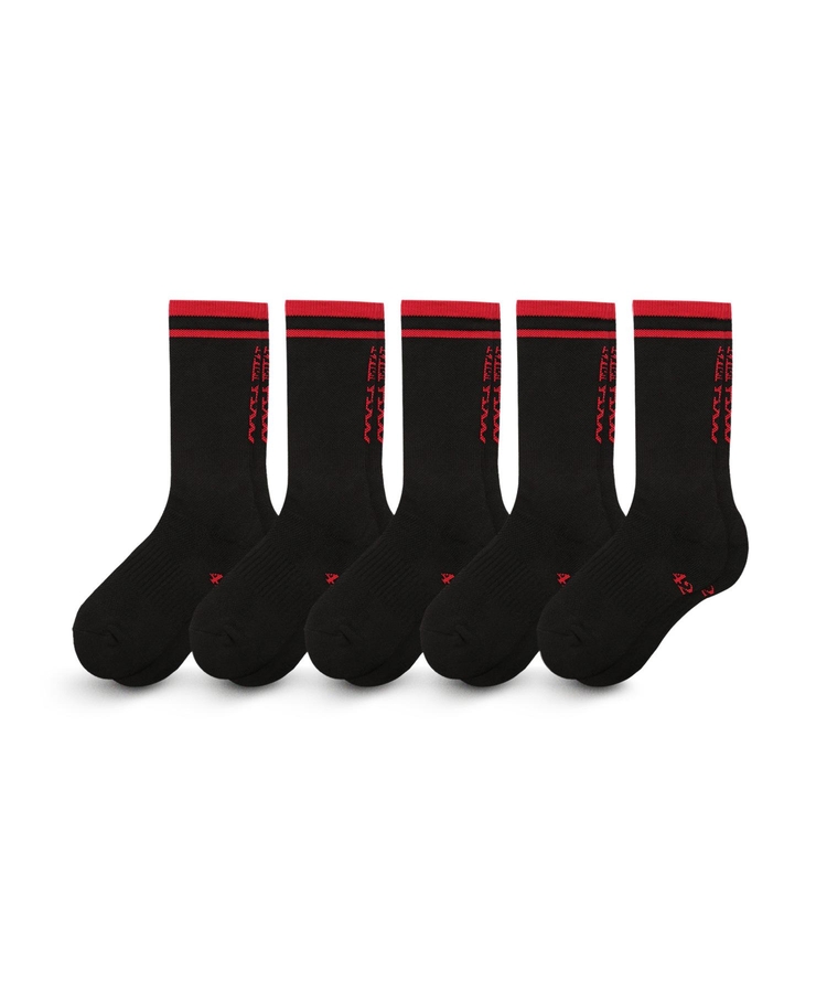 [5 PACK] RUNNING CREW FLOGGER FIT SOCKS_LONG_BLACK