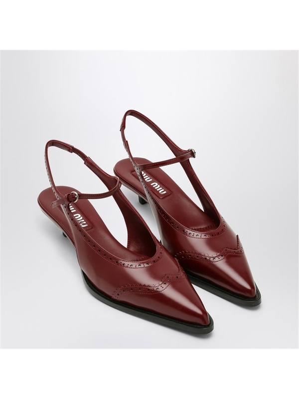 미우미우 FW24 Miu Miu Brogue bordeax brushed leather pumps 5I308E035055 Burgundy