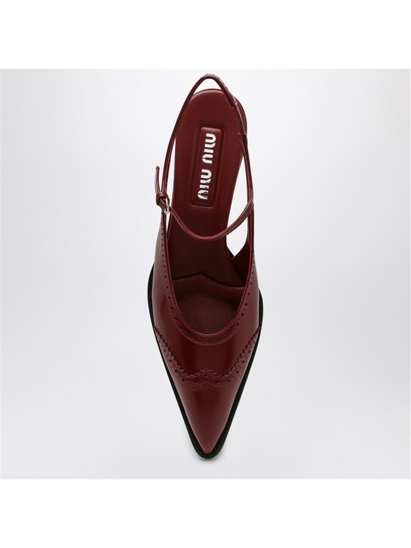 미우미우 FW24 Miu Miu Brogue bordeax brushed leather pumps 5I308E035055 Burgundy