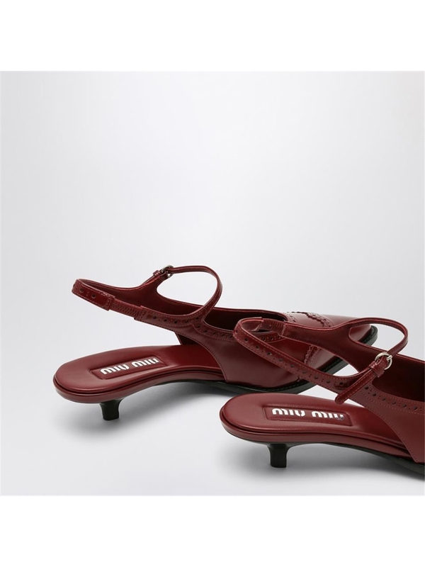 미우미우 FW24 Miu Miu Brogue bordeax brushed leather pumps 5I308E035055 Burgundy