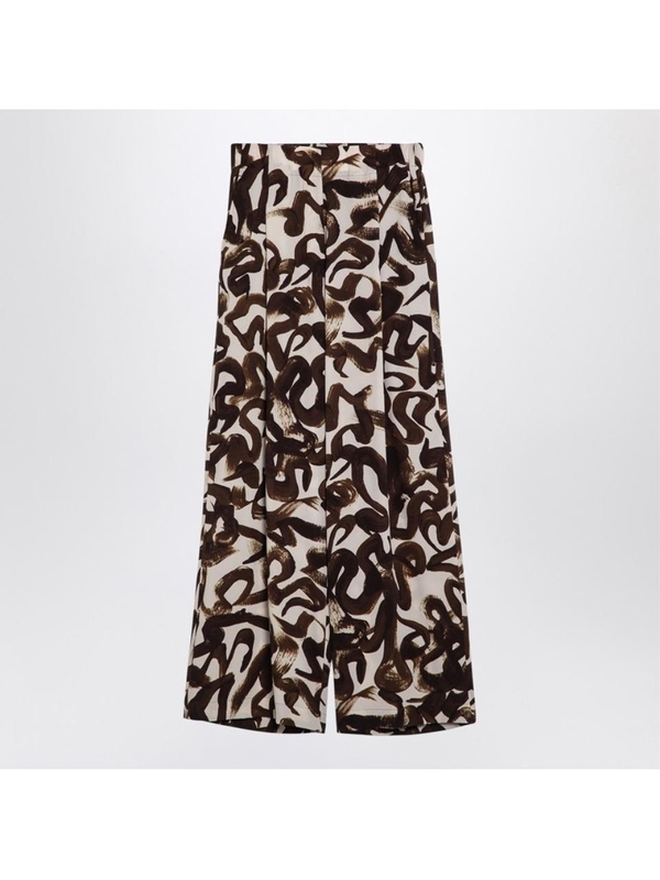 드리스반노튼 FW24 Dries Van Noten Brown print wide trousers 0109119017 Brown