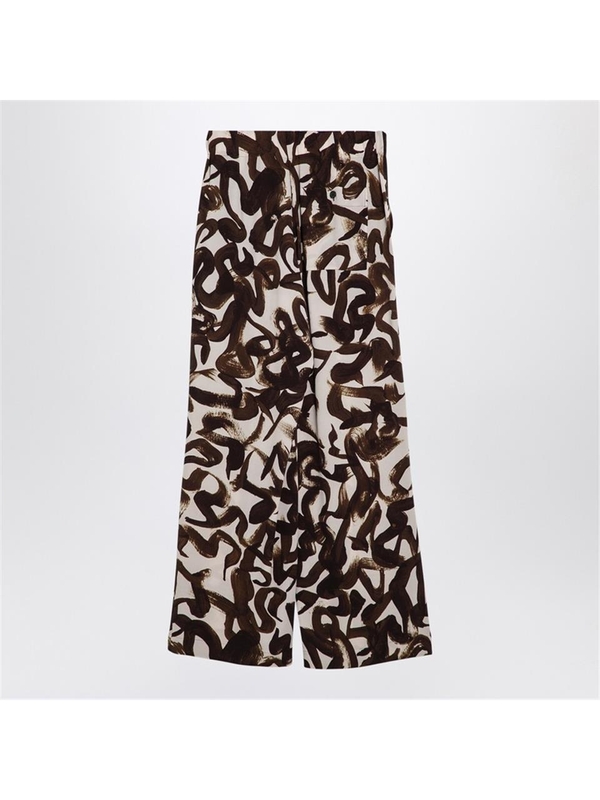 드리스반노튼 FW24 Dries Van Noten Brown print wide trousers 0109119017 Brown