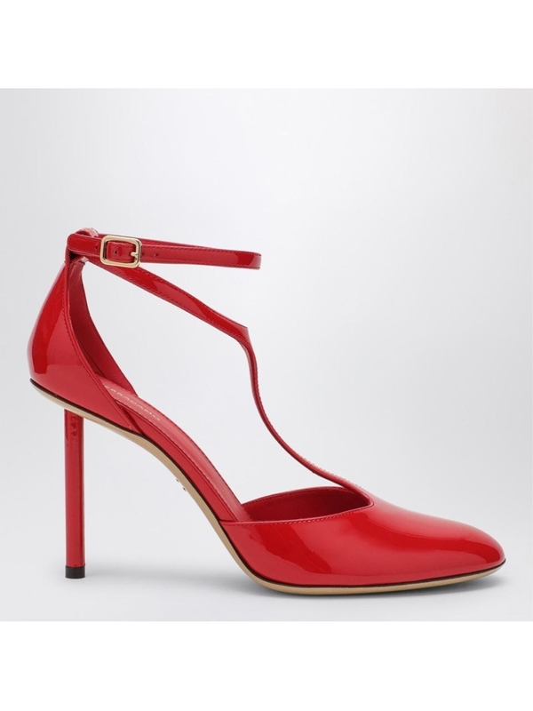 페라가모 FW24 Ferragamo Red Pump T-strap in patent leather 07772101CLE Red