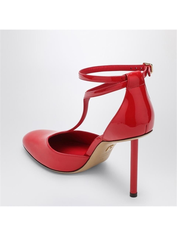 페라가모 FW24 Ferragamo Red Pump T-strap in patent leather 07772101CLE Red