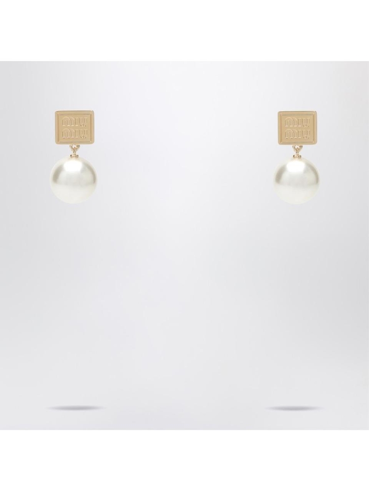 미우미우 FW24 Miu Miu Gold metal earrings with pearl 5IO1322F89 Metal