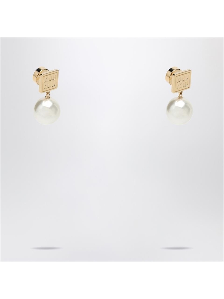 미우미우 FW24 Miu Miu Gold metal earrings with pearl 5IO1322F89 Metal