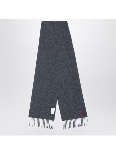 아미 FW24 Ami Paris Dark grey Ami De Coeur wool scarf BFUSF405334 Grey