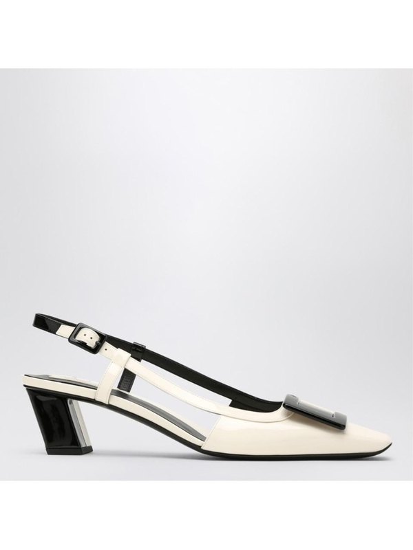 로저비비에 FW24 ROGER VIVIER Belle Vivier white/black patent leather slingback RVW00639910D1P Multicolor