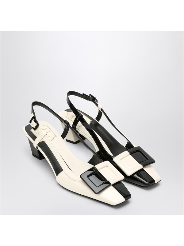 로저비비에 FW24 ROGER VIVIER Belle Vivier white/black patent leather slingback RVW00639910D1P Multicolor