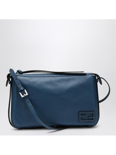 펜디 FW24 FENDI Simply Fendi Medium blu leather bag 8BR829AS7A Blue