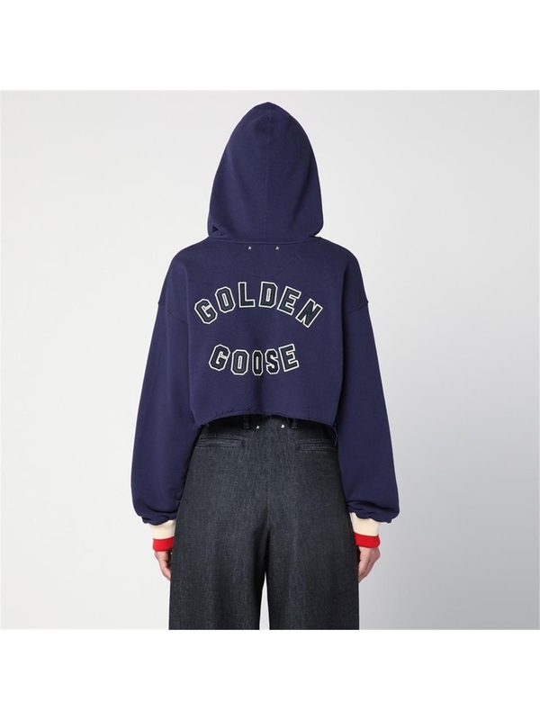 골든구스 FW24 Golden Goose Blue cropped hoodie GWP01225P001636 Blue